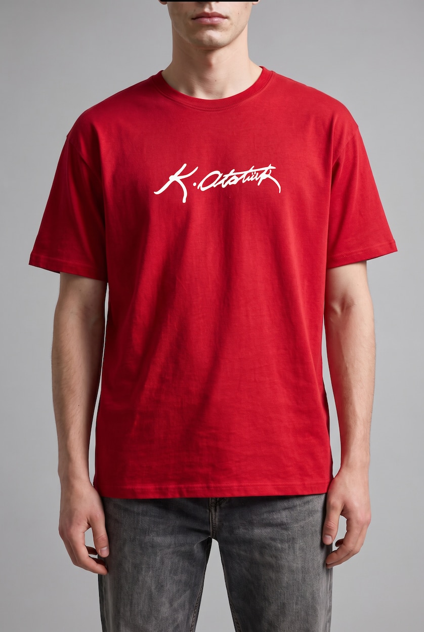 Men Red Boxy Fit Short Sleeve T-Shirt