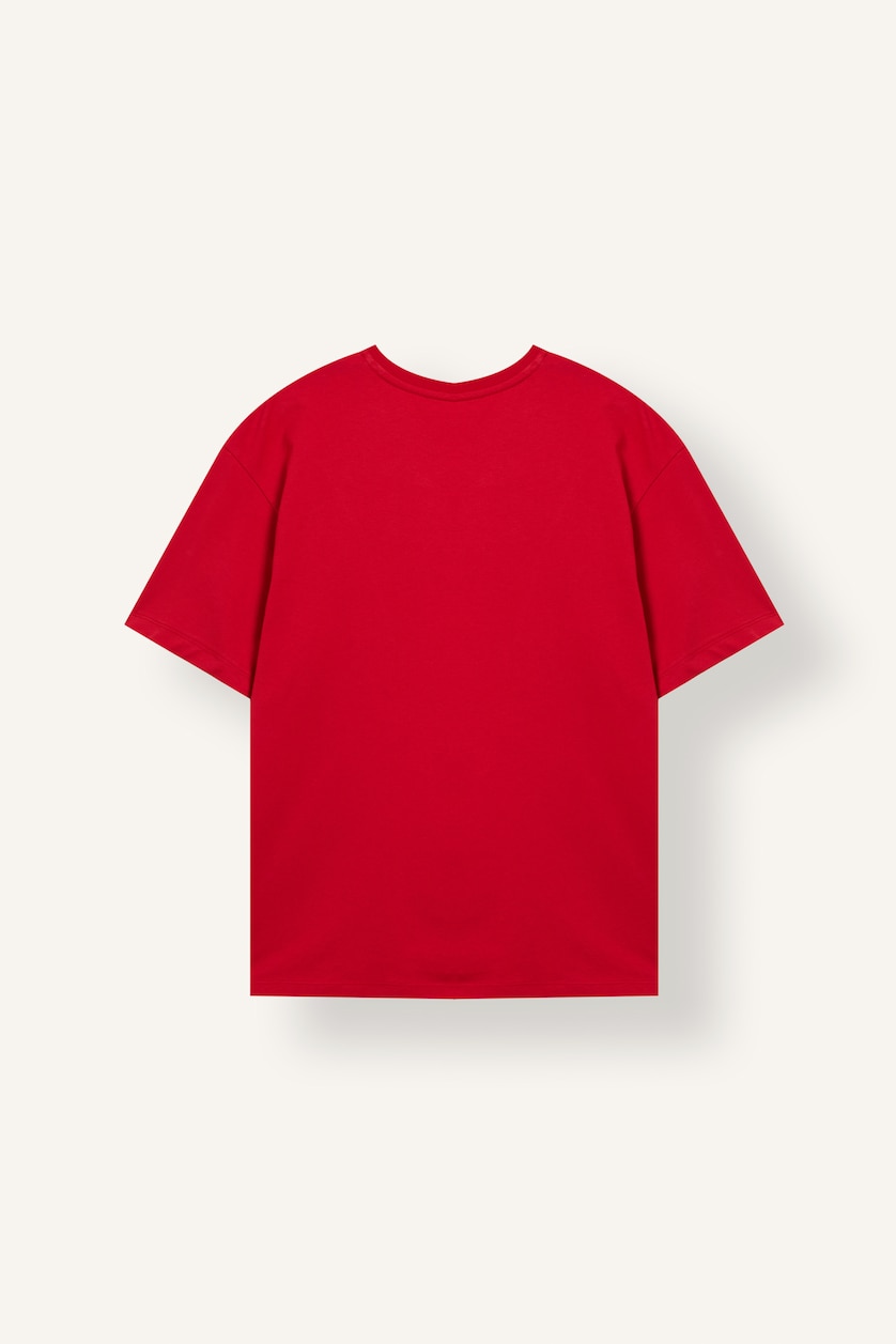 Men Red Boxy Fit Short Sleeve T-Shirt