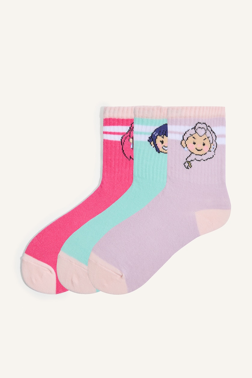 Kız Çocuk - Genç Kız Karma Baskılı Demon Hunters 3'lü Çorap Kız Çocuk