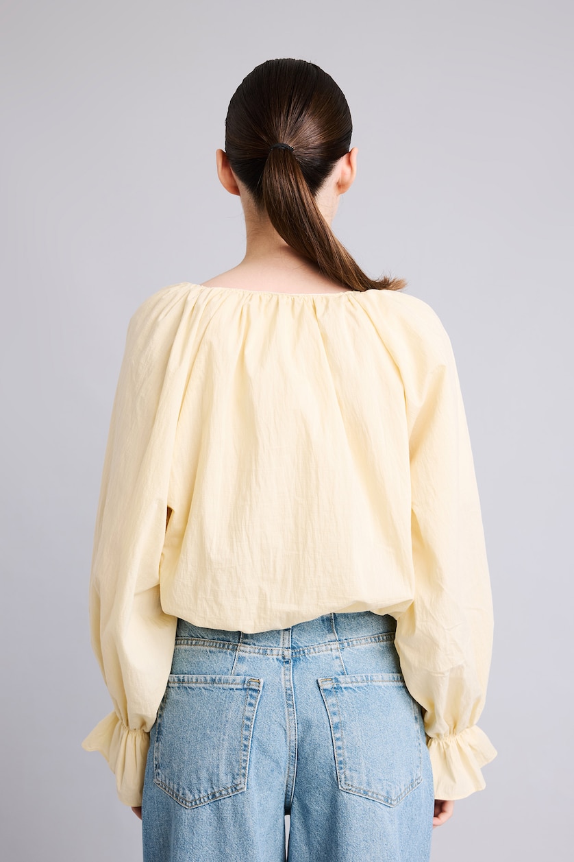 Kadın Kum Crop Poplin Basic Bluz