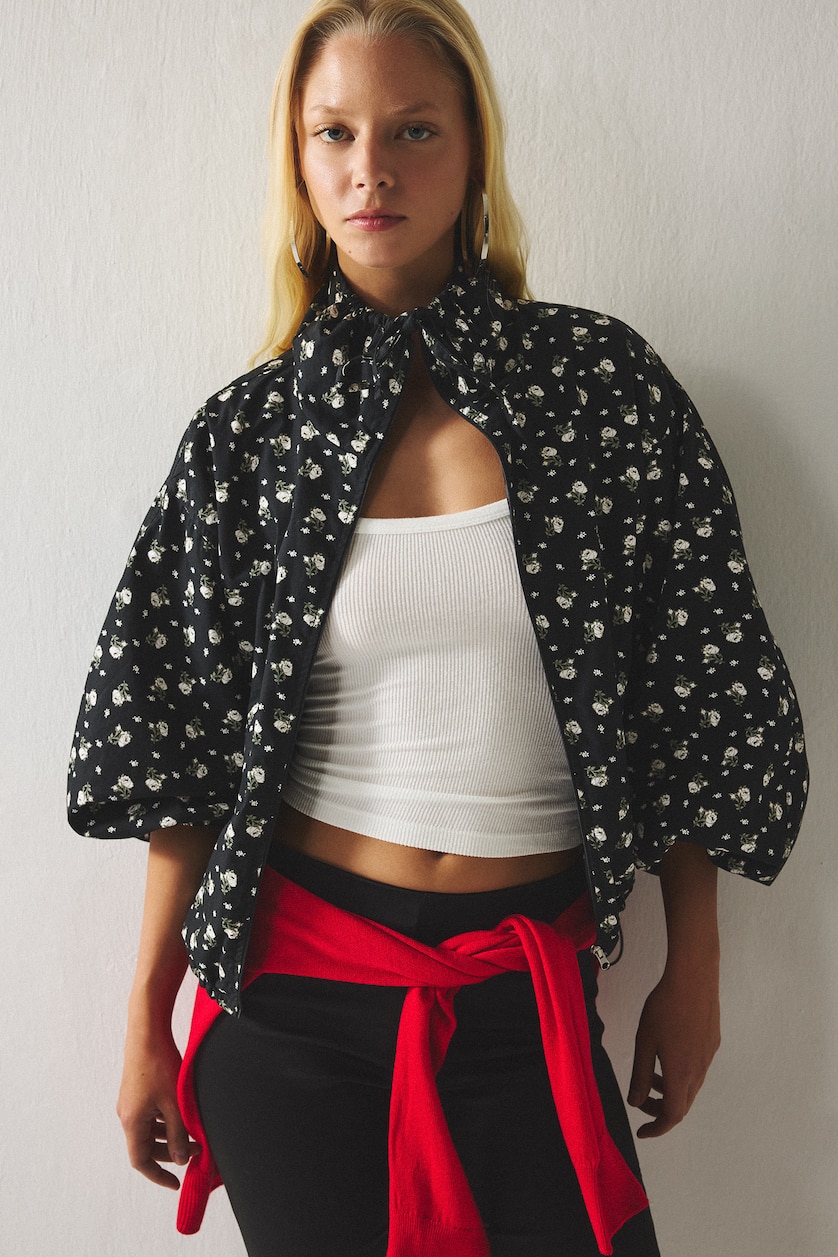 Women Black Poplin Jacket