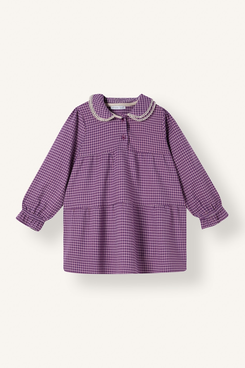 Baby Girls Lilac Gingham Long Sleeve Woven Dress