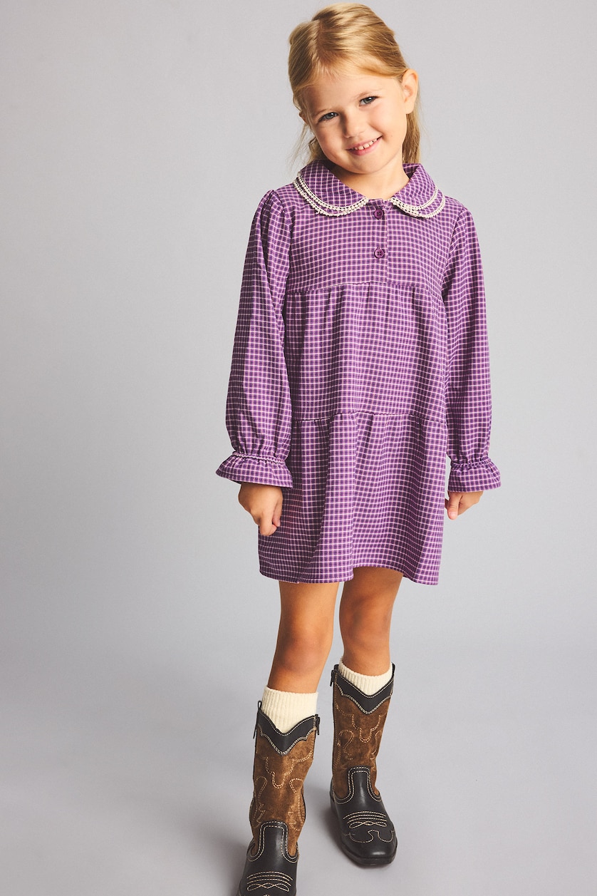 BABY GIRL Lilac Baby Girl Gingham Twill Dress