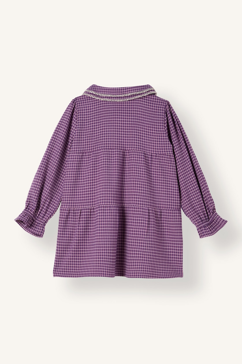 Baby Girls Lilac Gingham Long Sleeve Woven Dress