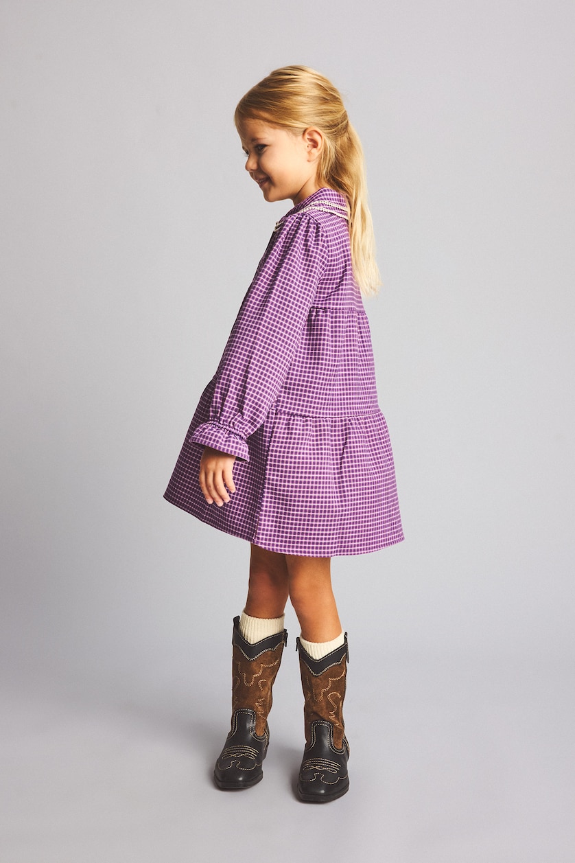 BABY GIRL Lilac Baby Girl Gingham Twill Dress