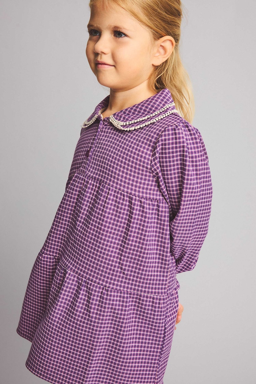 BABY GIRL Lilac Baby Girl Gingham Twill Dress