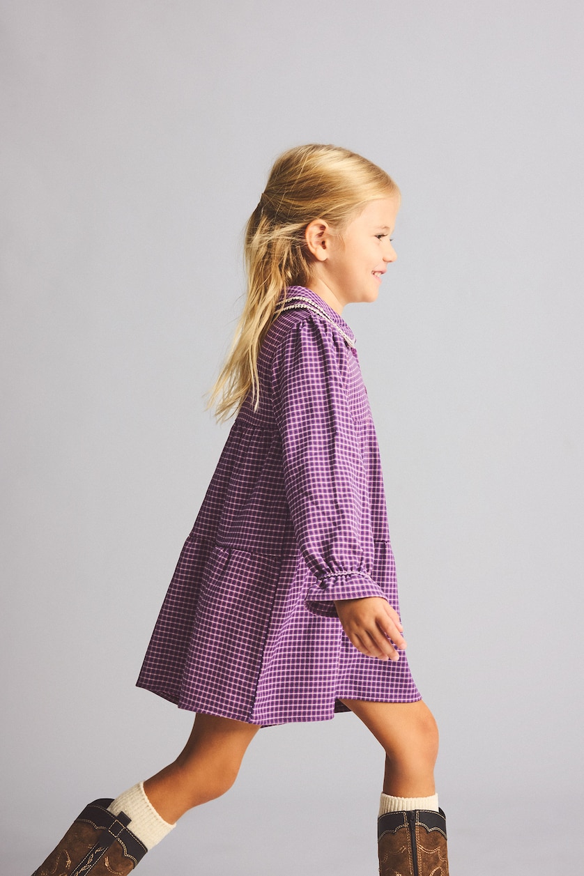BABY GIRL Lilac Baby Girl Gingham Twill Dress