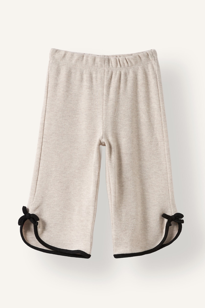 Baby Girls Beige Melange 2 piece Crew Neck Set
