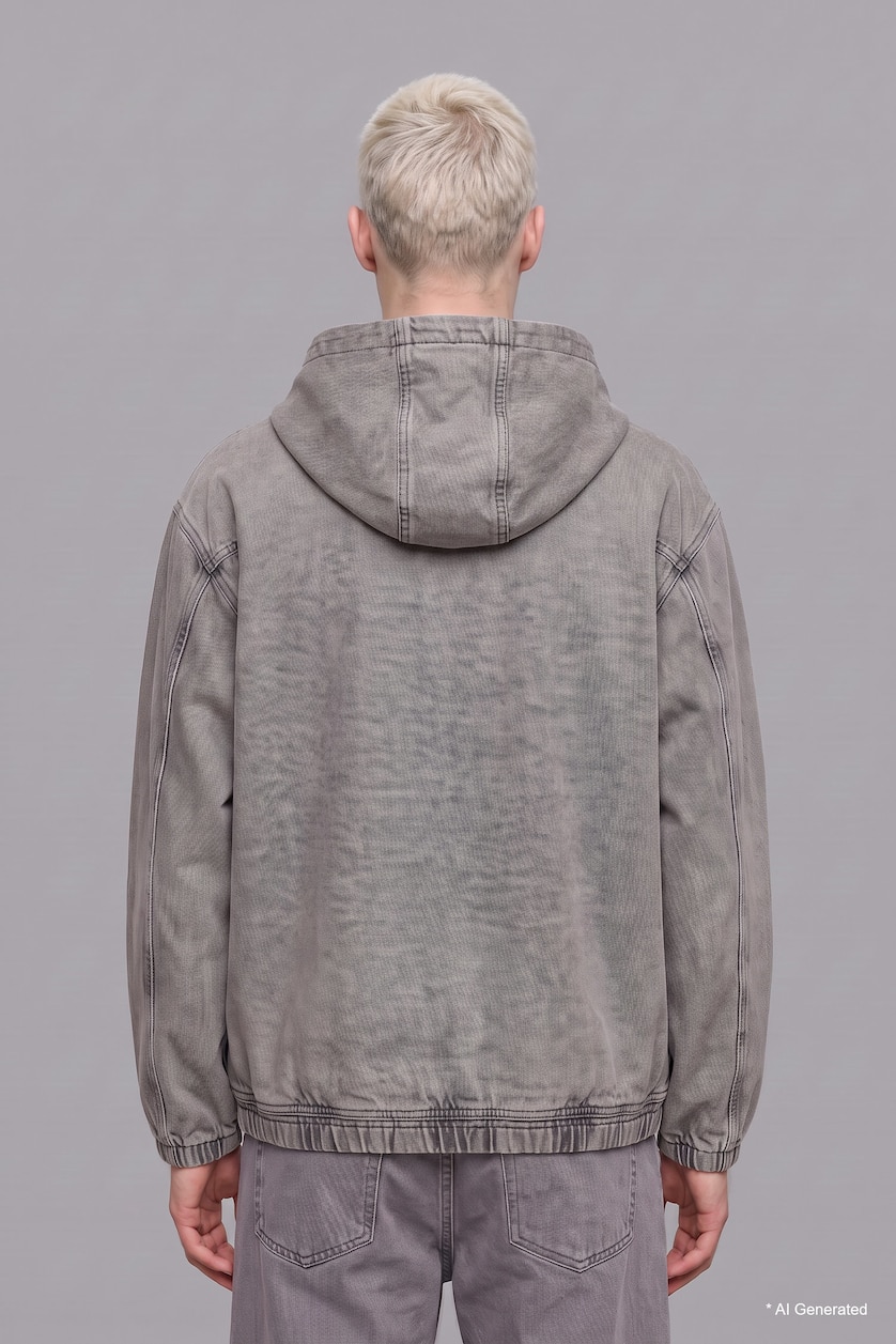 MAN Light Grey 100% Cotton Oversize Zip-Up Hoodie