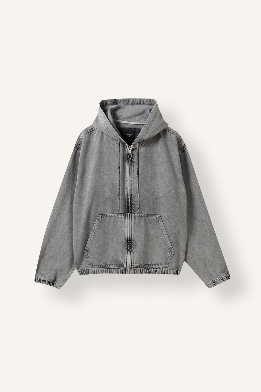 MAN Light Grey 100% Cotton Oversize Zip-Up Hoodie