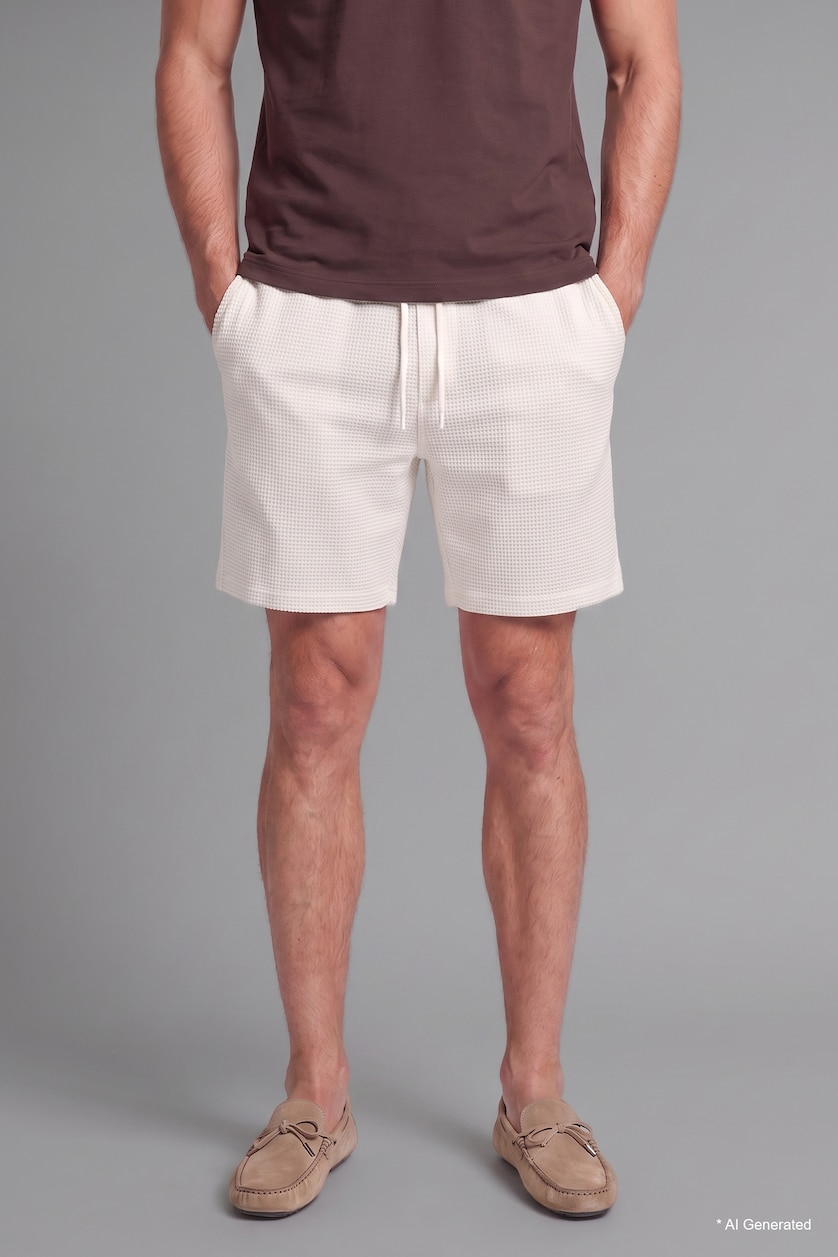 Men Ecru Regular Fit Regular Hem Shorts