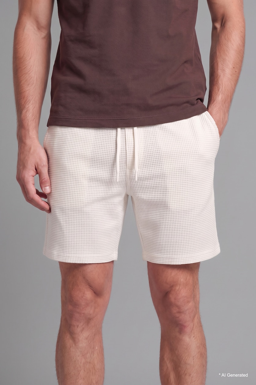 Men Ecru Regular Fit Regular Hem Shorts
