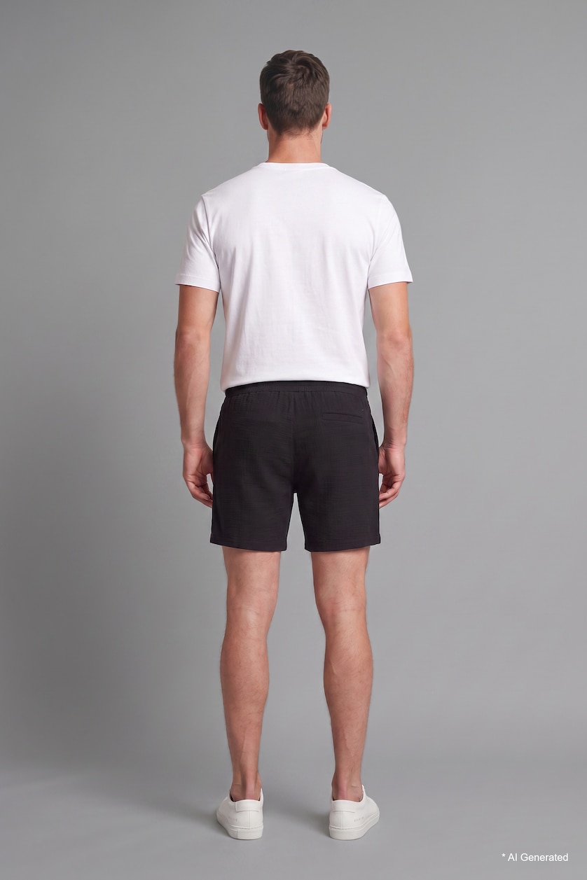 Men Black Regular Fit Regular Hem Shorts