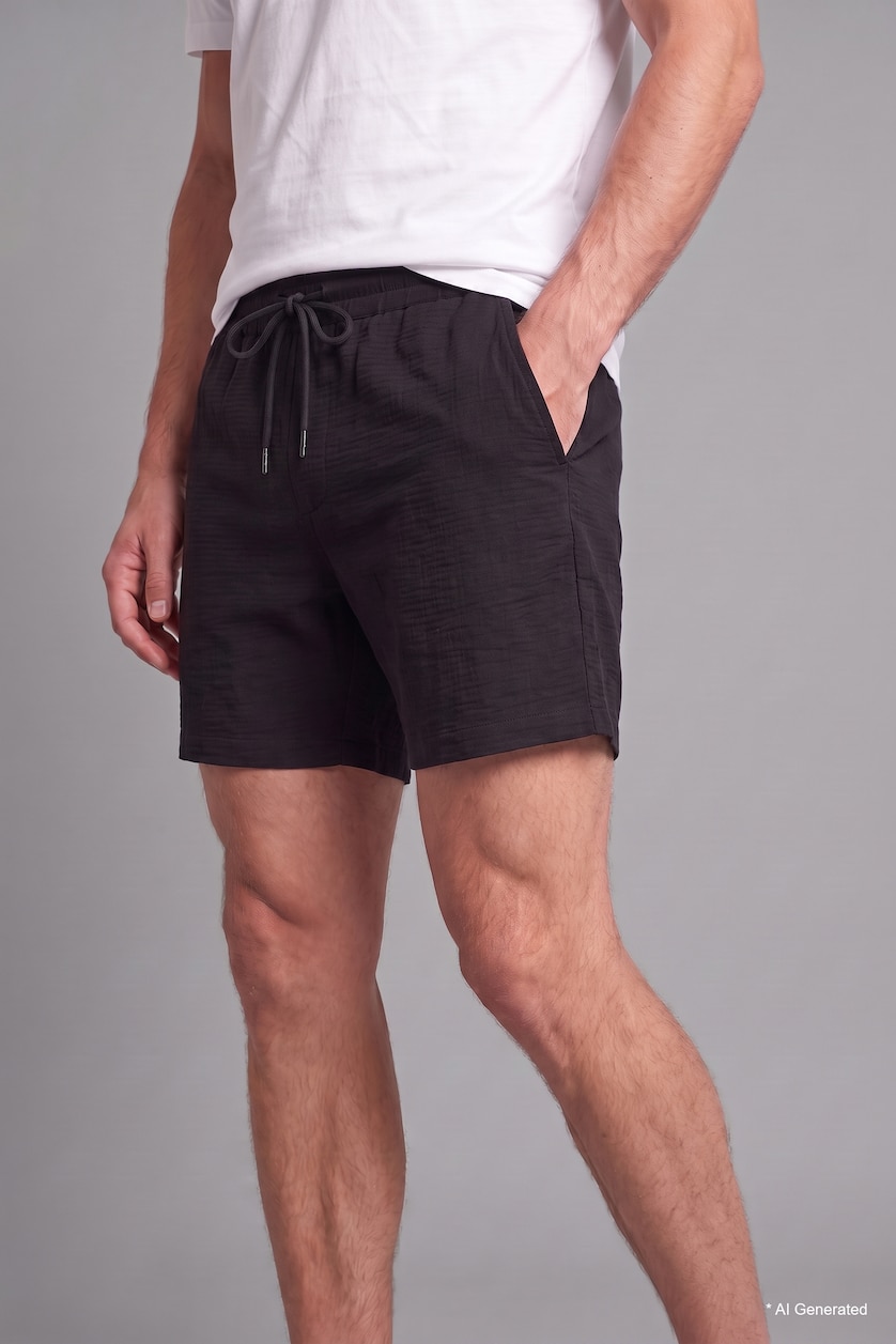 Men Black Regular Fit Regular Hem Shorts