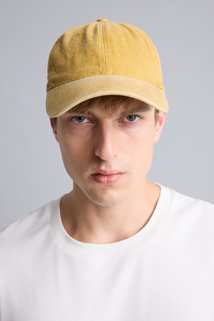 MAN Dark Yellow Man Cotton Washed Effect Cap