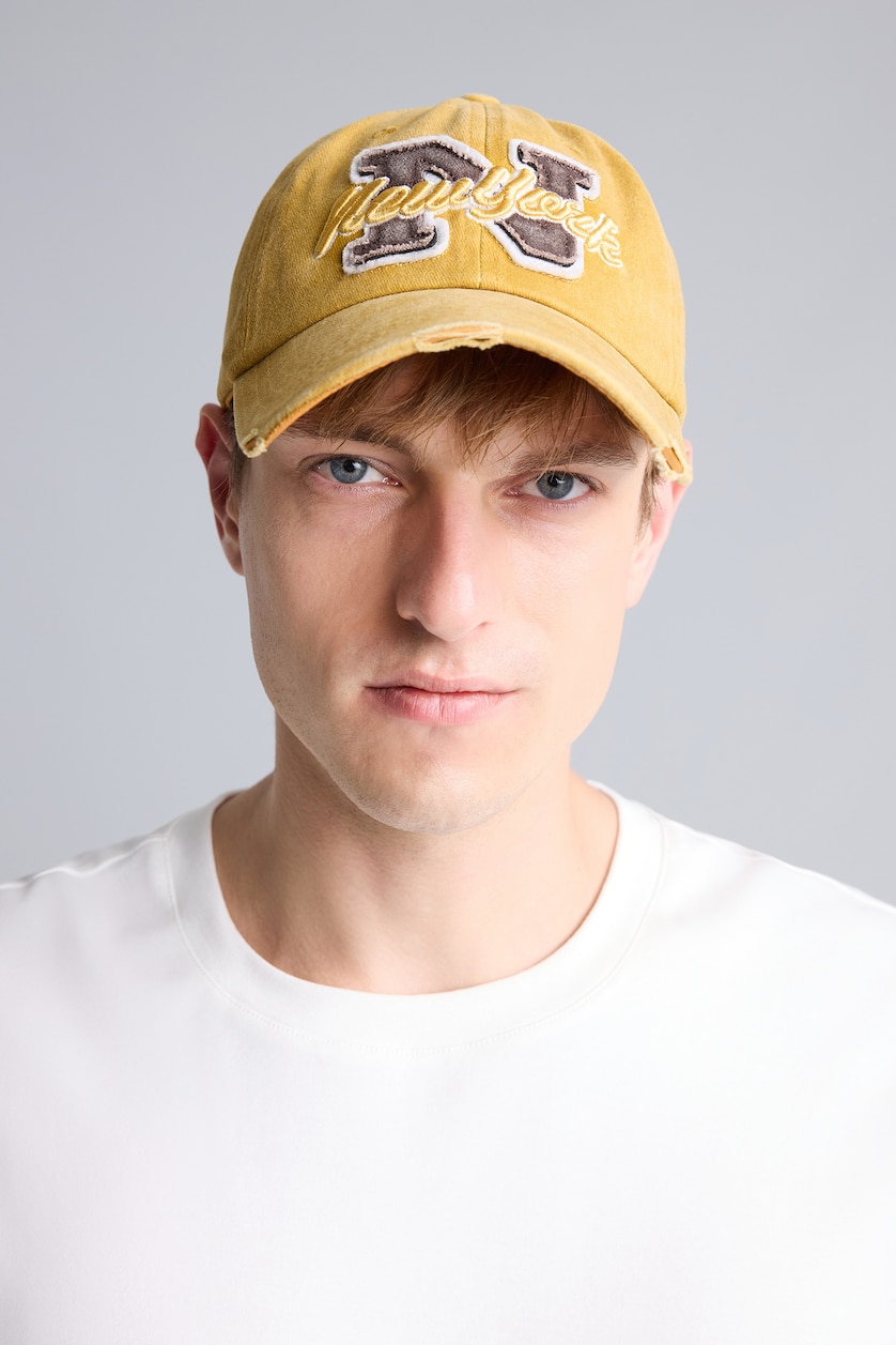 MAN Dark Yellow Man Cotton Embroidered Detail Cap