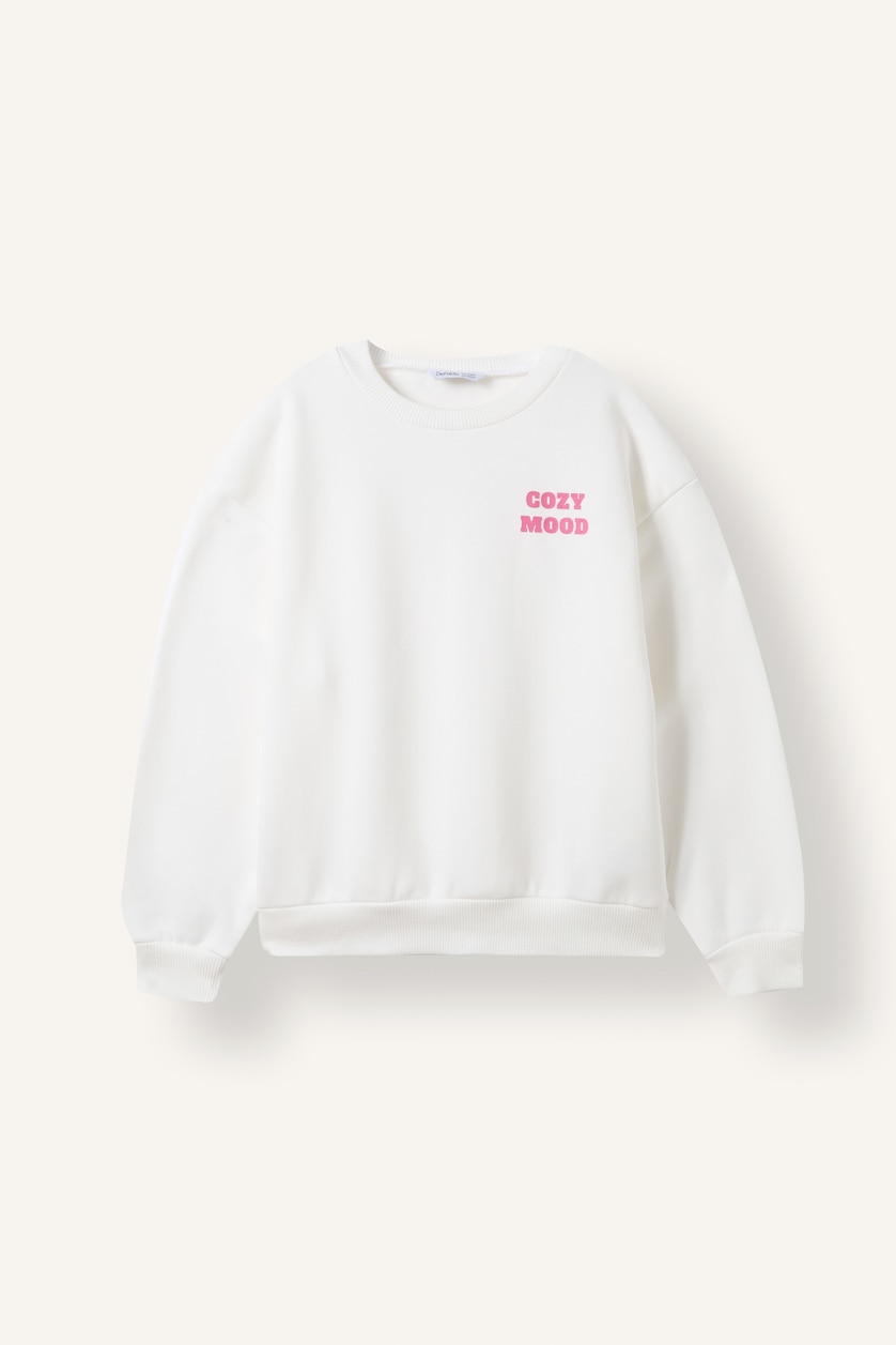 Young Girls - Teen Girls Pink 2 piece Relax Fit Slogan Crew Neck Sweatshirt