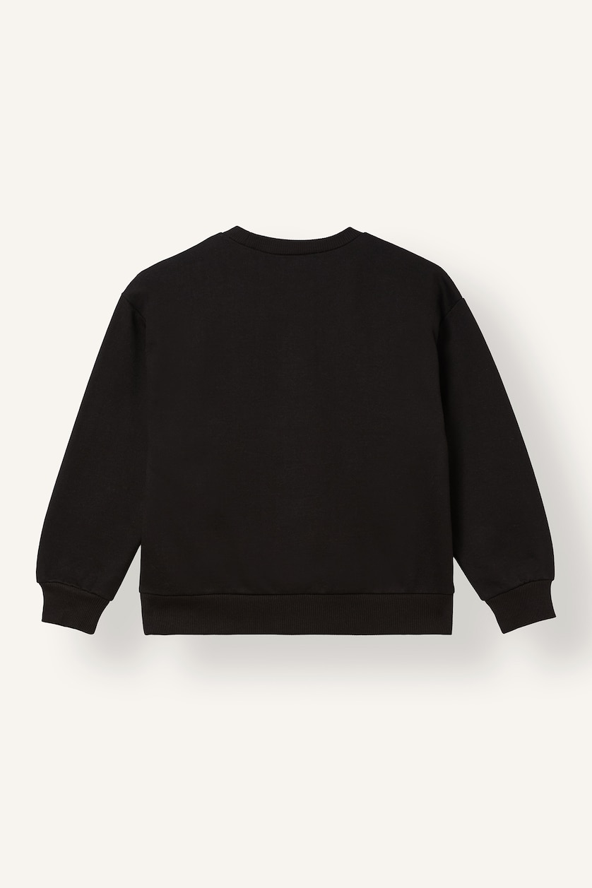 Young Girls - Teen Girls Black 2 piece Relax Fit Slogan Crew Neck Sweatshirt