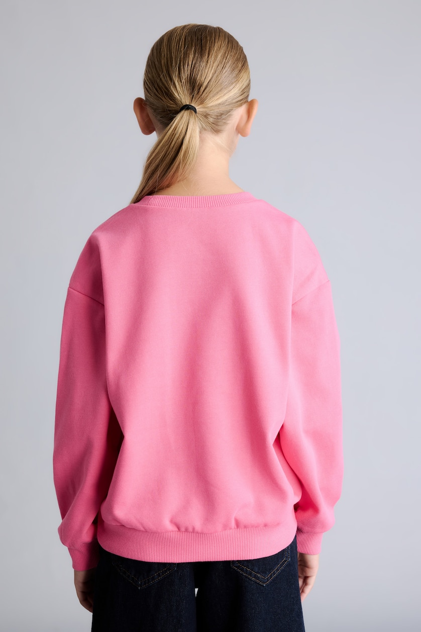 Young Girls - Teen Girls Pink Relax Fit Slogan Pattern Crew Neck Sweatshirt