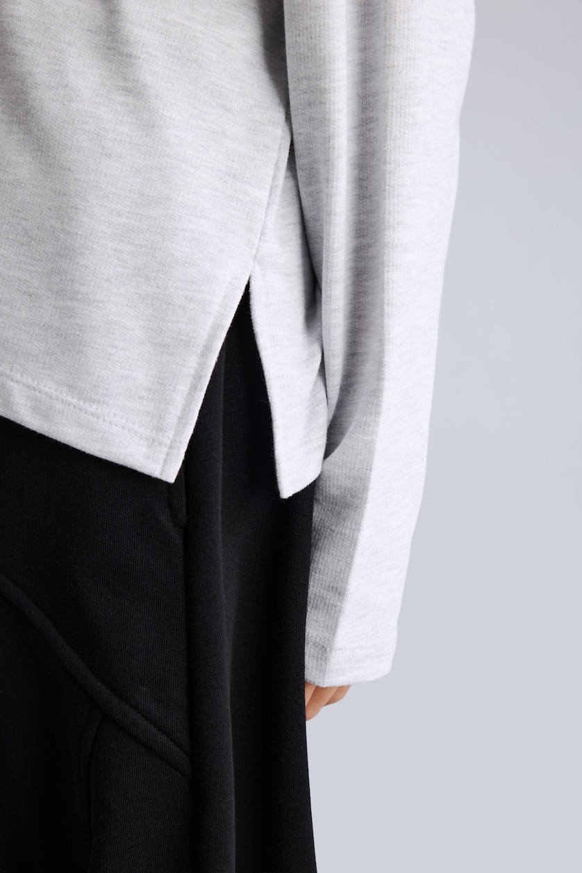 Kız Çocuk - Genç Kız Açık Gri Melange Relax Fit Baskılı Crop Sweatshirt Kız Çocuk
