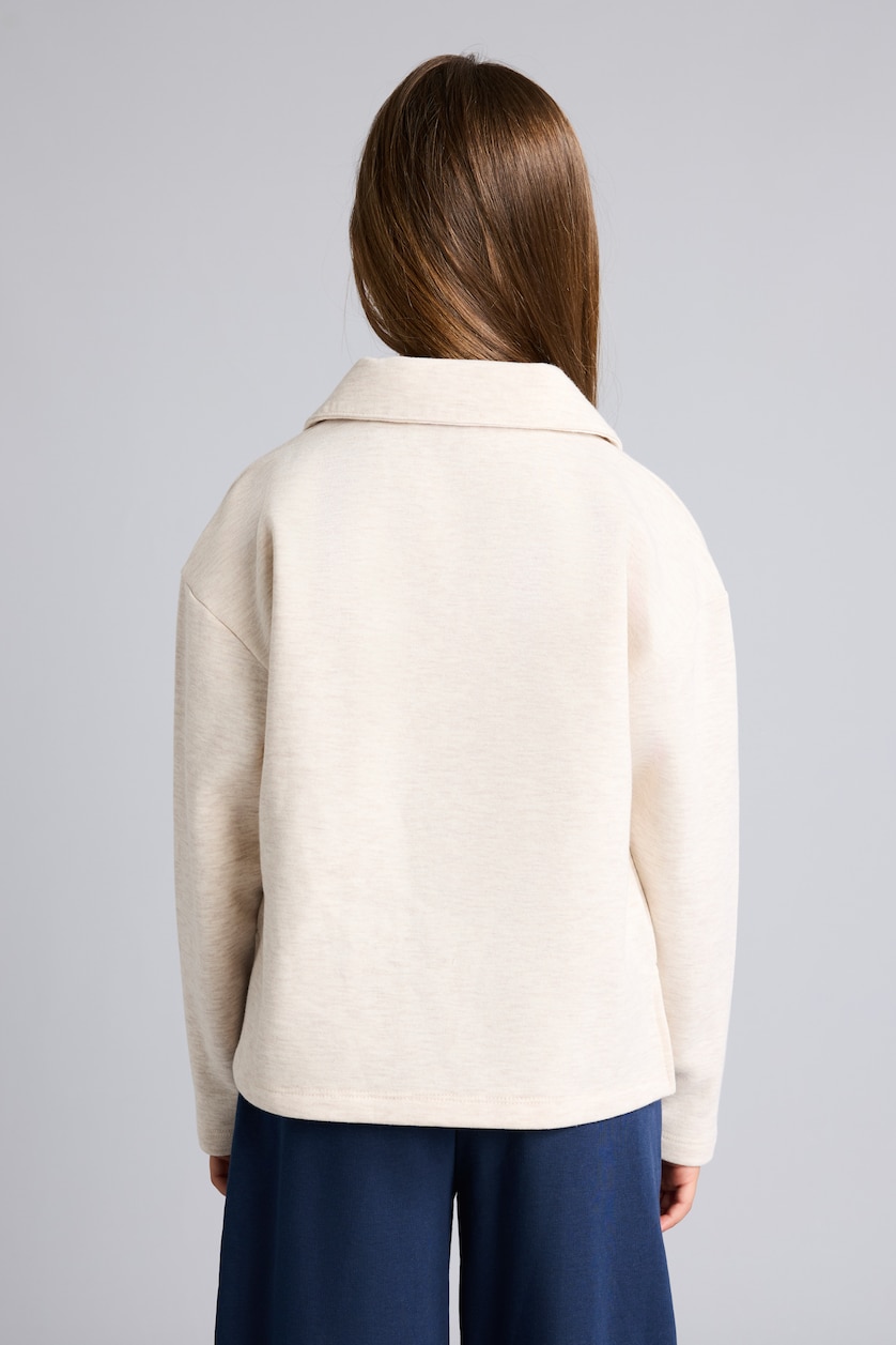Kız Çocuk - Genç Kız Bej Melanj Relaxed Fit Baskılı Sweatshirt Kız Çocuk