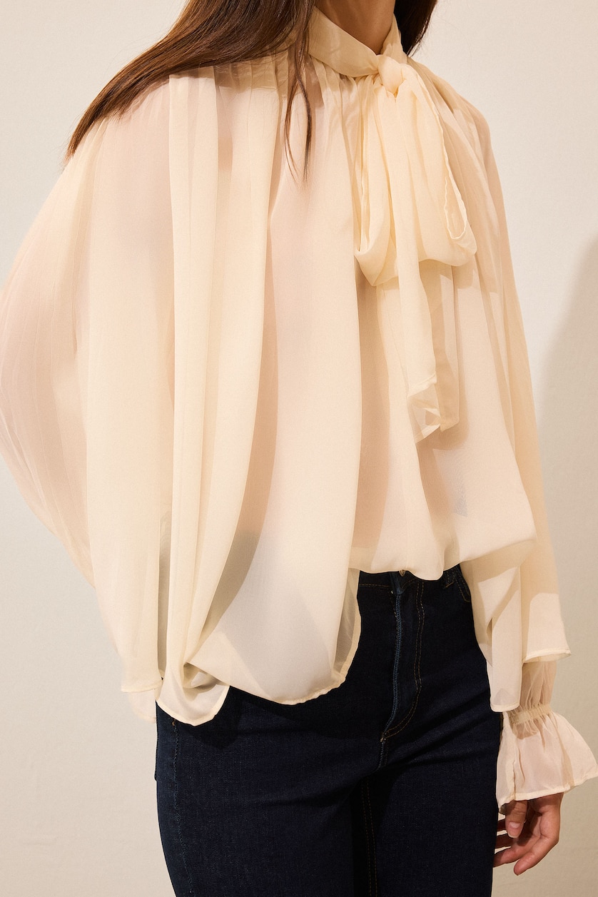 Woman Ecru Oversize Fit Chiffon