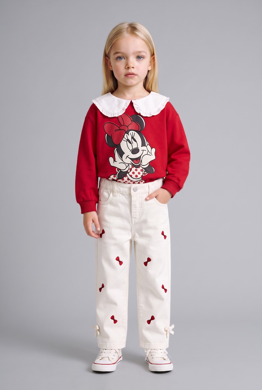 BABY GIRL Ecru Baby Girl Regular Fit Elastic Waist Gabardine Trousers