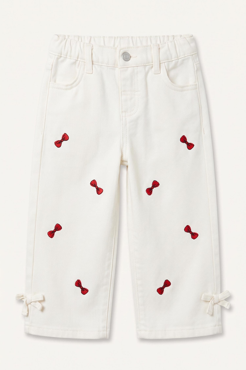 BABY GIRL Ecru Baby Girl Regular Fit Elastic Waist Gabardine Trousers