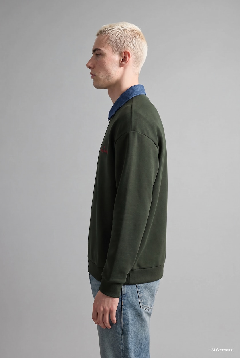 Men Khaki Boxy Fit Sweatshirt