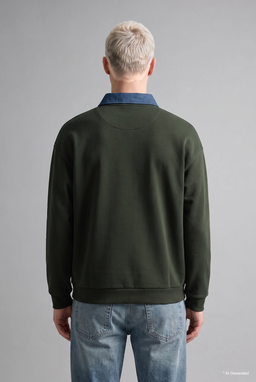 Men Khaki Boxy Fit Sweatshirt