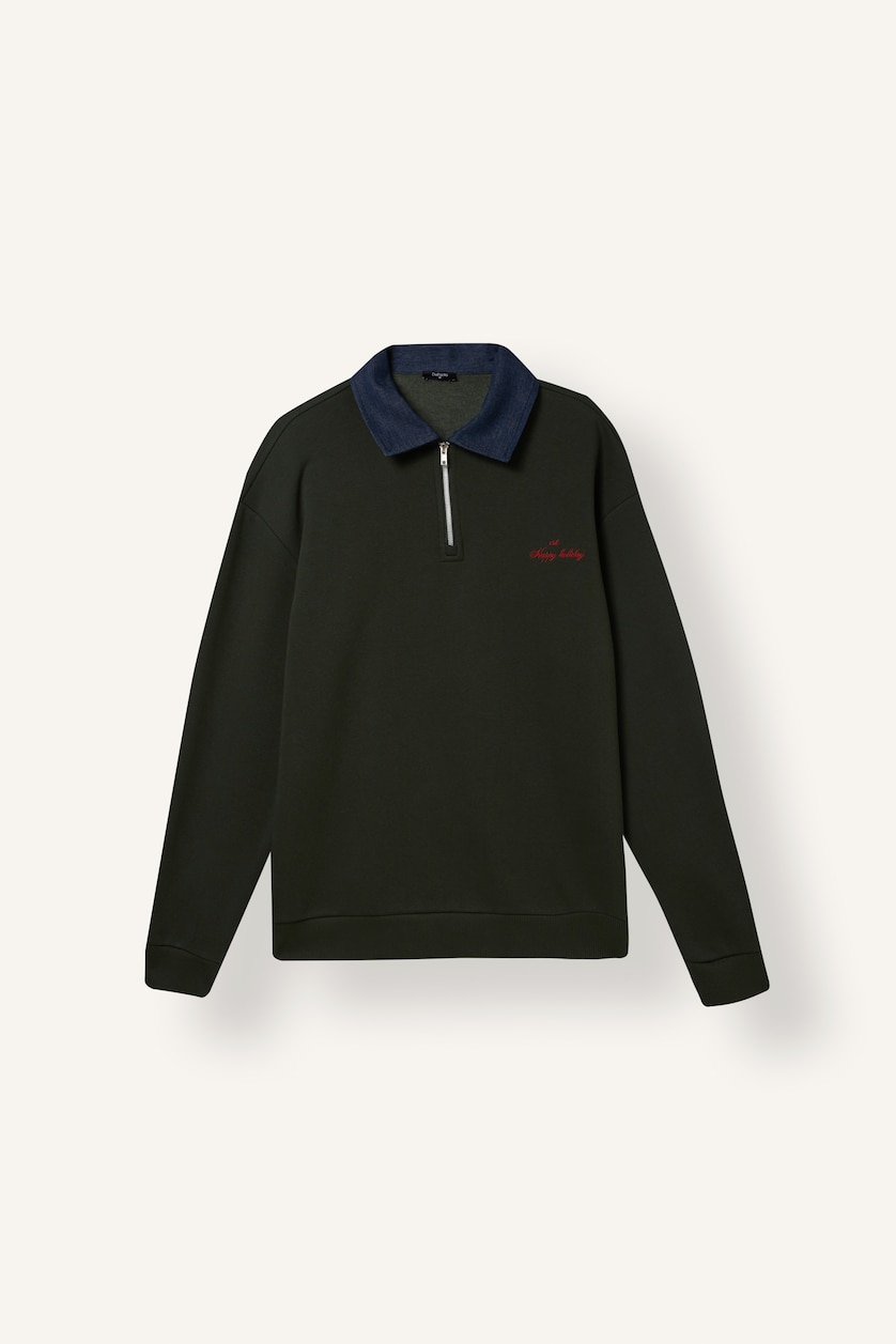 Men Khaki Boxy Fit Sweatshirt