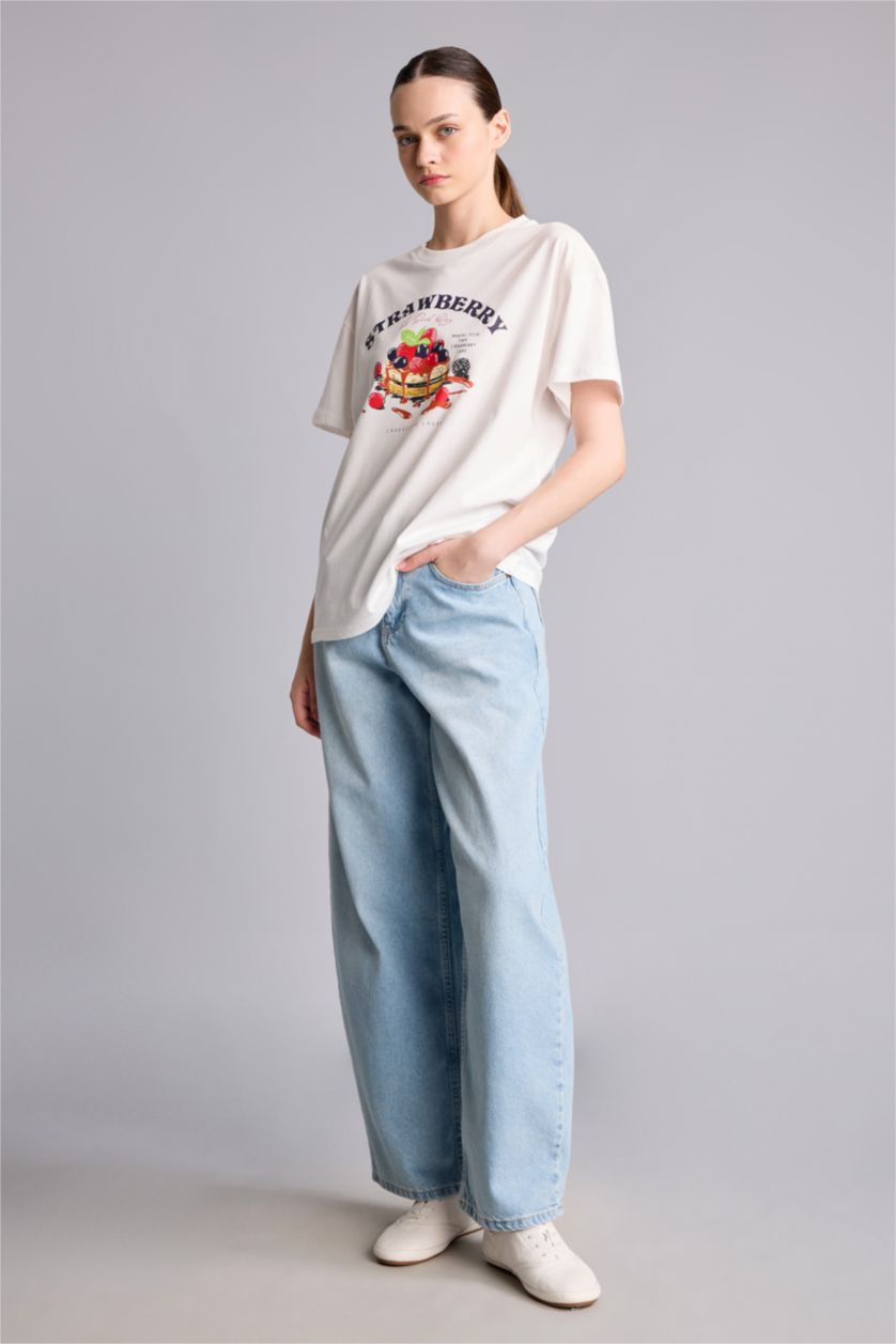 Women Light Blue High Waist Trousers