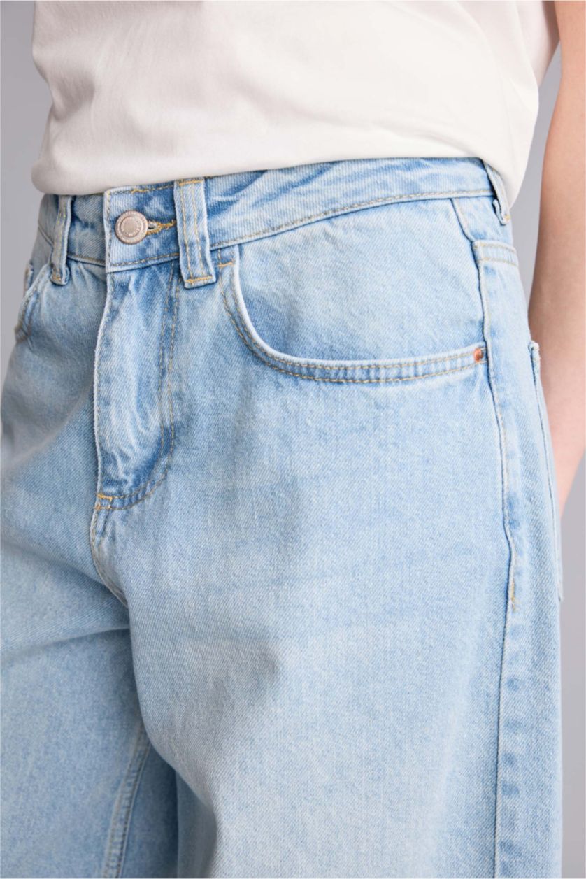 Women Light Blue High Waist Trousers