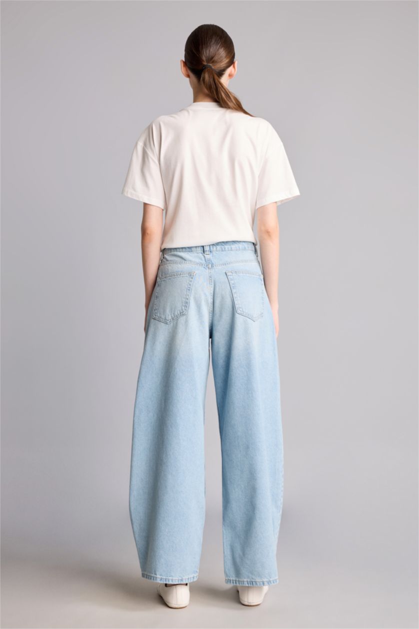 Women Light Blue High Waist Trousers