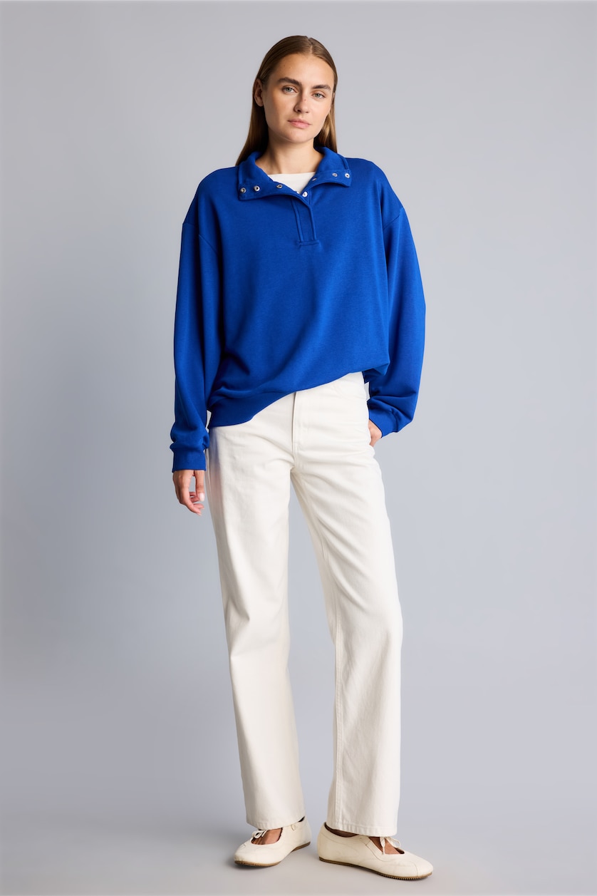 Kadın Saks Loose Fıt Sweatshirt
