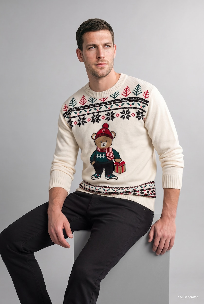Man Ecru Standard Fit Knitwear Pullover