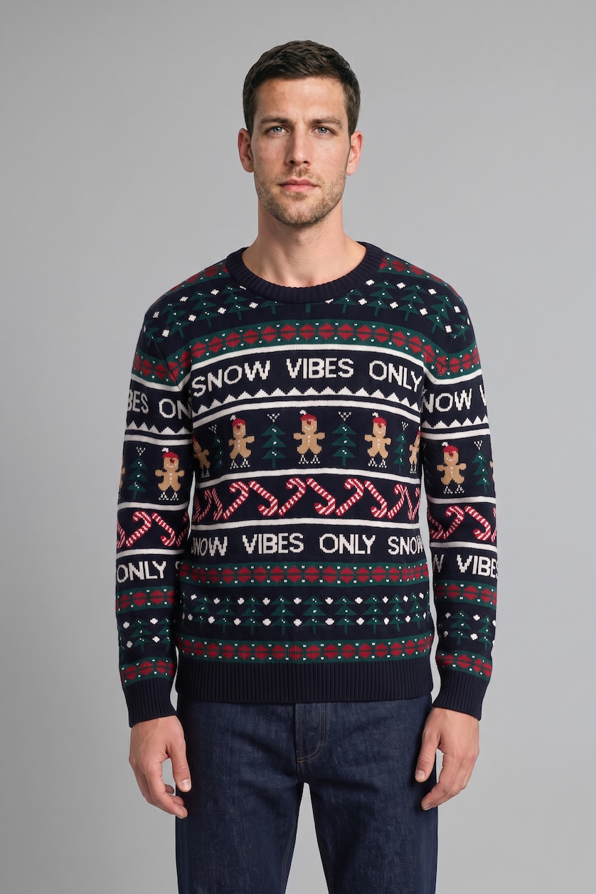 Men NAVY Standard Fit Knitwear Pullover