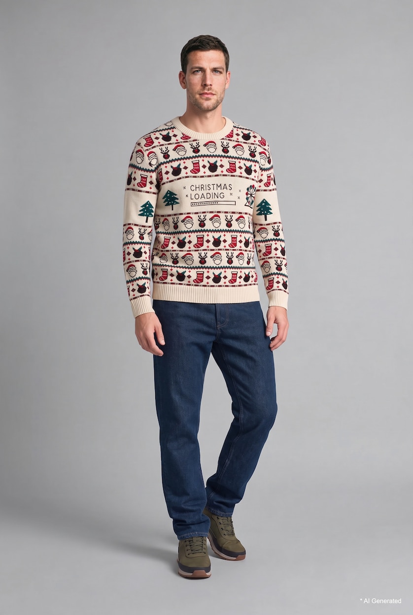 Men Ecru Standard Fit Knitwear Pullover