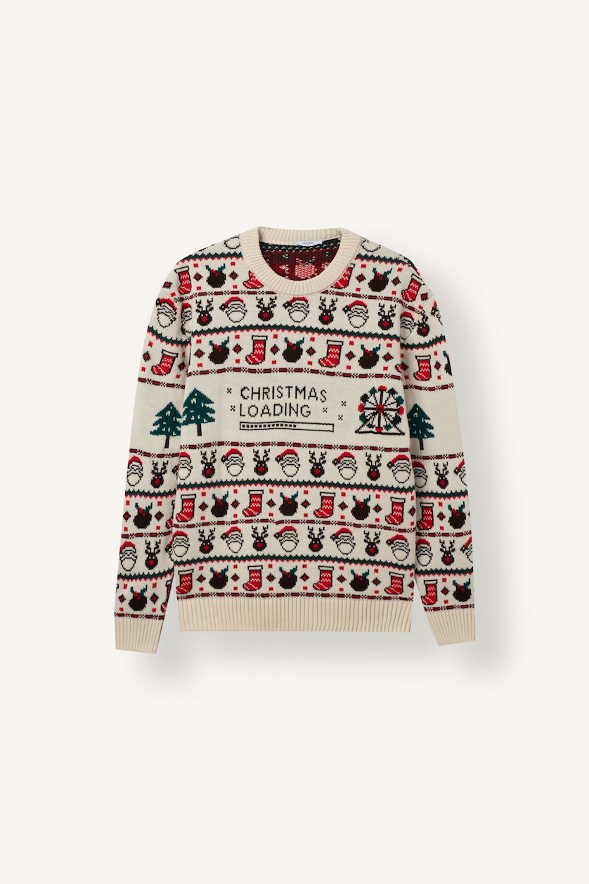 Men Ecru Standard Fit Knitwear Pullover