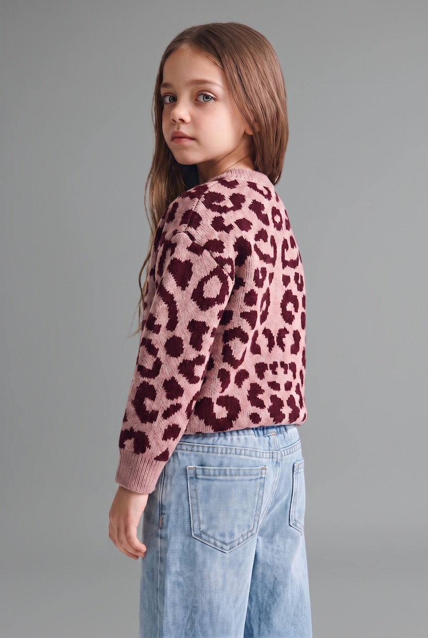 Baby Girls Rose Regular Fit Crew Neck Cardigan