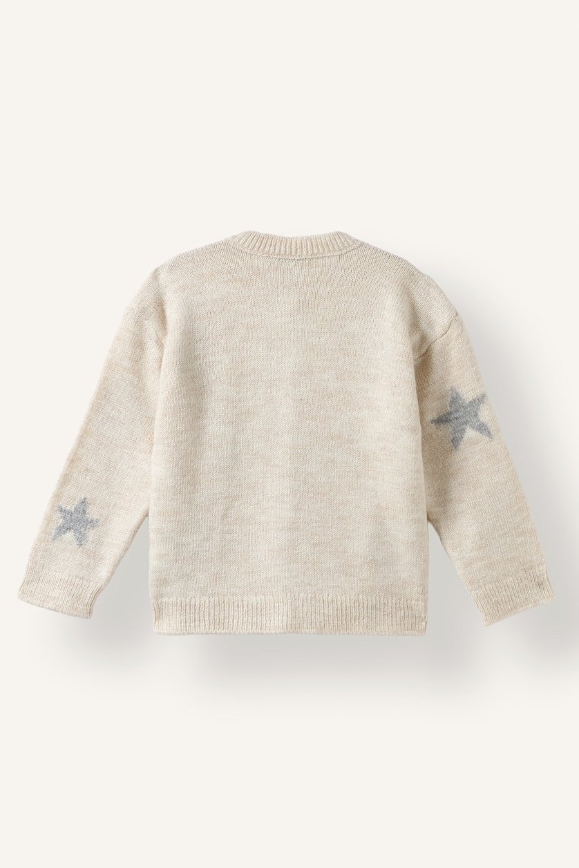 Baby Girls Ecru Regular Fit Crew Neck Cardigan