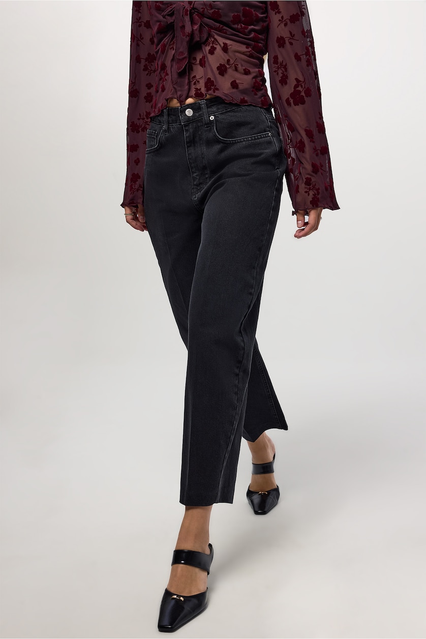 Woman Anthracite High Waist Trousers