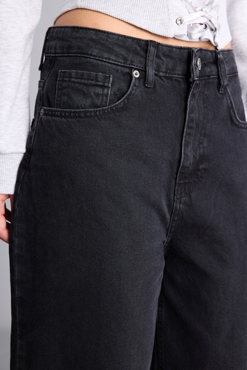 Kadın Antrasit Barrel Fit Yüksek Bel Jean