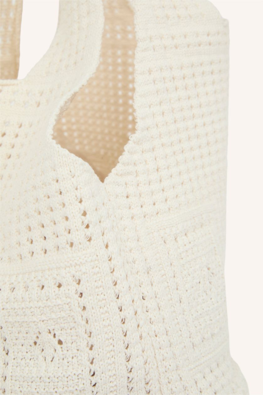 Women Ecru Knitwear Shoulder bag