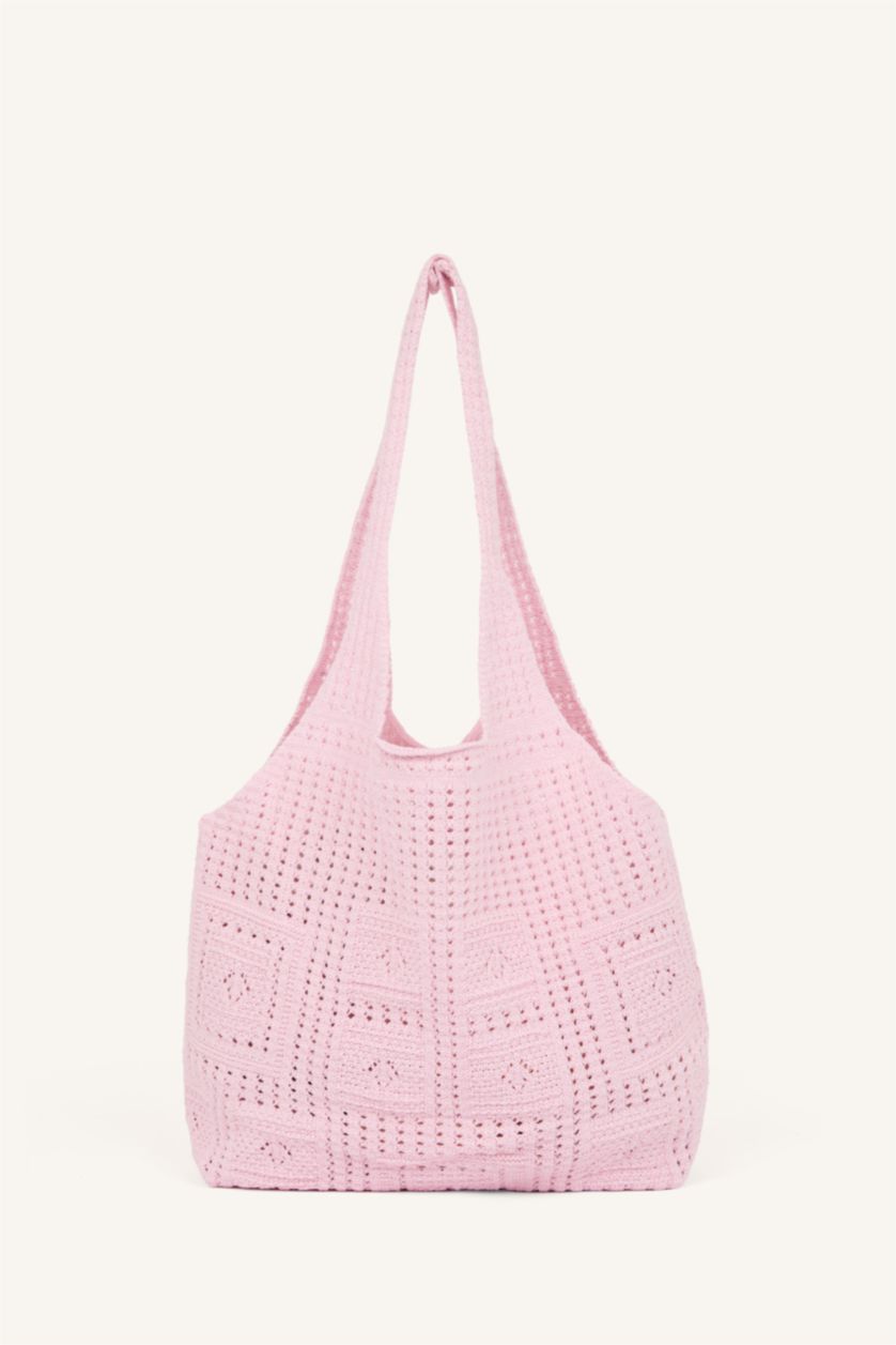 Kadın Açık Pembe Kadın Triko Omuz Çantası