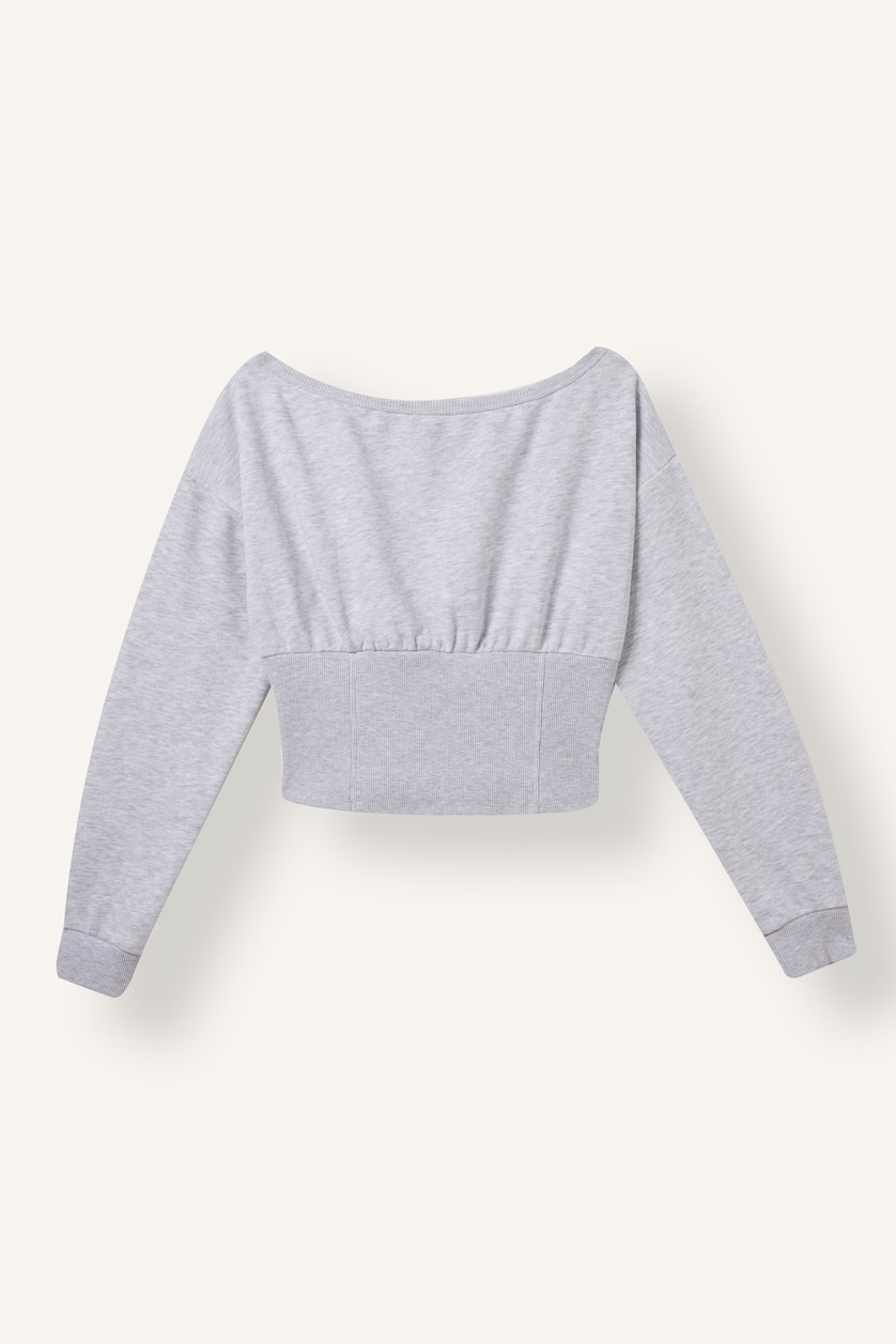 Women Grey Melange Slim Fit Sweatshirt
