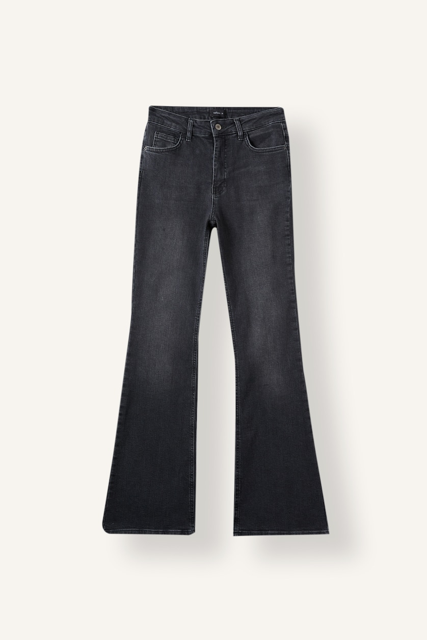 Women Black Flare High Waist Trousers