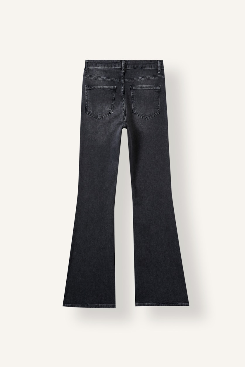 Women Black Flare High Waist Trousers
