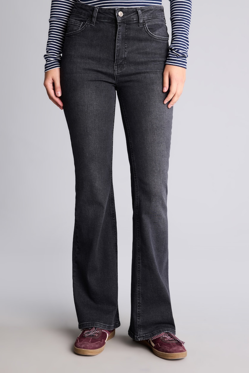FEMME Noir Coupe évasée Taille haute Pantalon