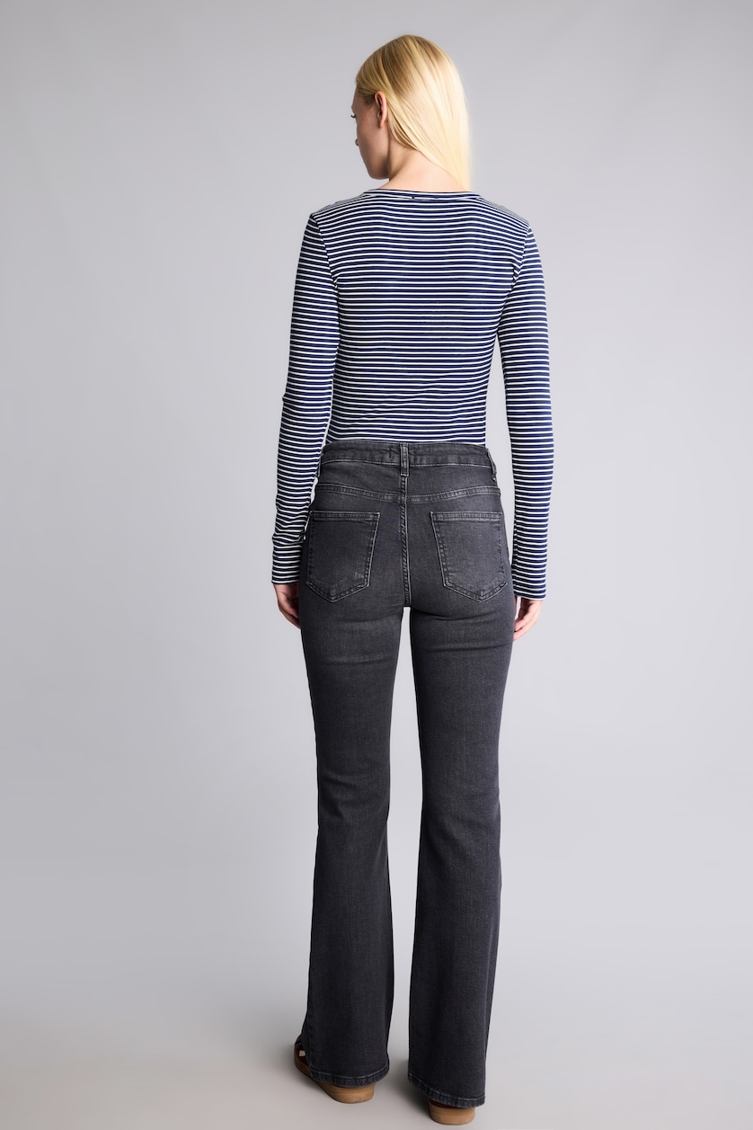 FEMME Noir Coupe évasée Taille haute Pantalon